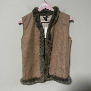 NWT J. McLaughlin Alina Cashmere Fur Trim Vest Reversible Size XS